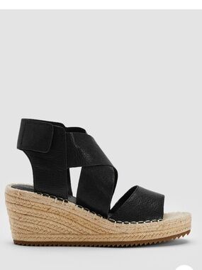 Eileen Fisher Leather Espadrille Wedge Sandals